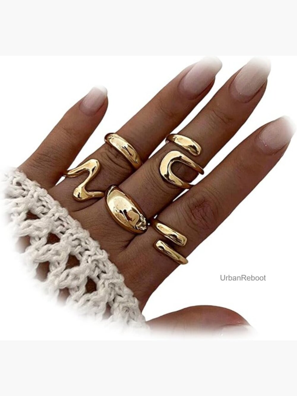 6 Pcs Chunky Gold Stacking Rings Set Non Tarnish Stackable Thumb Ring Set